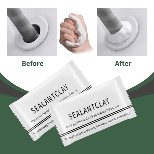 Waterproof Sealant Mastic,Pack of 8 White Seal Putty Waterproof Duct Seal Repair Sealing Clay, Quick Mending Mud for Drain Connection, Wall Hole, Air Conditioning Hole Seal Putty (16 Pack) - color: White