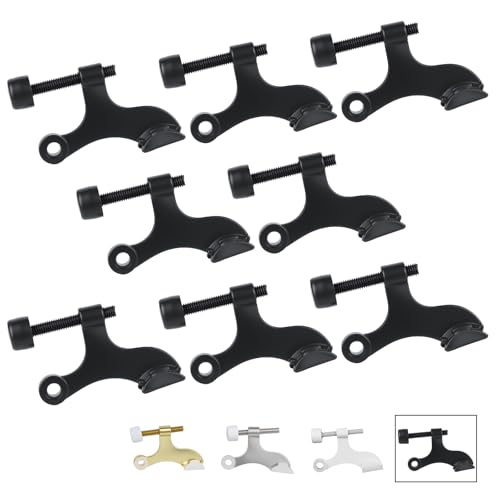 HOME MASTER HARDWARE Hinge Pin Door Stopper, 8-Pack Black Adjustable Heavy Duty Pin Door Stop with Cushioned Plastics Bumper Tips - color: Matte Black, size: 8 Pack