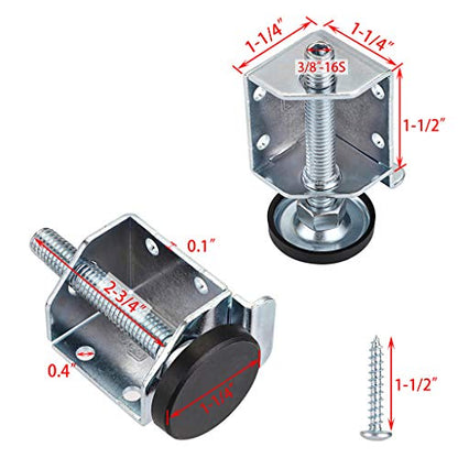 OwnMy Heavy Duty Adjustable Leveling Feet Corner Protector Guard Bracket Furniture Legs Levelers for Furniture, Table, Cabinets, Workbench, 2 Left and 2 Right Corner Leveling Legs