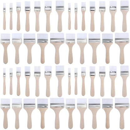 Qinyoung 48 Pack Mixed 12 Sizes Chip Paint Brushes Synthetic Bristles Painting Brushes, Wood Stain Brush Set, Chip Paint Brush for Paints, Stains, Varnishes