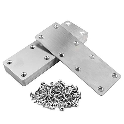 10 Pack 5-1/2" x 2" Flat Mending Plate, 201 Stainless Steel Straight Bracket with Hole, Metal Repair Connector, 1.9 mm Thick