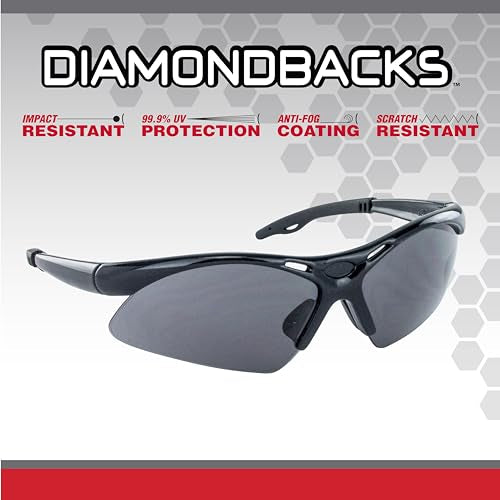 Diamondbacks Safety Eyewear Black Frame, One Size - style: Clear Lens