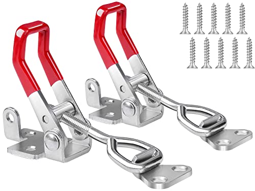 Vicuna R Heavy Duty Toggle Latch Clamp 4002, Adjustable Toggle Clamp Latch With Lock Hole, 550Lbs Holding Capacity Pull Latch for Smoker Lid Jig, Tool Box Case 2Pack (with 10PCS Screws) - style: 4002-2PK