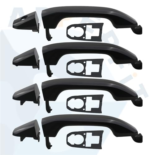 APPERFiT Door Handles w/Gaskets Set - Exterior (Smooth Black) Paint to Match Compatible with 2014-2020 Chevy Chevrolet Silverado Suburban Tahoe, GMC Sierra Yukon 13583889 - color: Black- Paint to Match