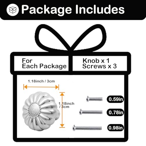 Cabinets Knobs Drawers Pulls 8 Pack Kitchen Knob Brushed Nickel, Closet Cupboard Dresser, Bathroom Bedroom Cabinet Drawer Hardware Silver Hardware Flower Pumpkin Knob Vanity Home Furniture Handle - color: Alloy Brushed Nickel, size: 8pack