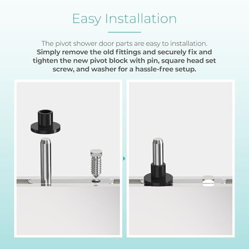 Shower Door Pivot Block with 3/4" Pin for Framed Swing Shower Doors, Shower Door Hinge Pin Kit Fits Framed Swing Door Replacement Pivot Bracket, Glass Door Replacement Parts