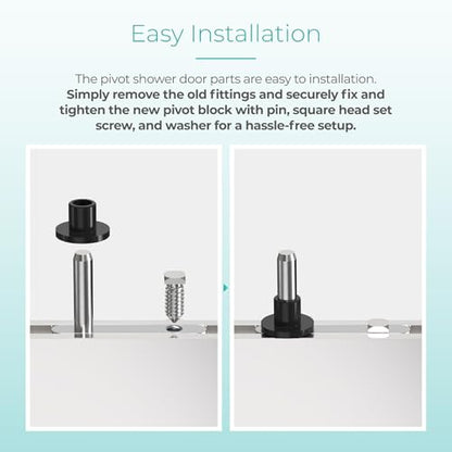 Shower Door Pivot Block with 3/4" Pin for Framed Swing Shower Doors, Shower Door Hinge Pin Kit Fits Framed Swing Door Replacement Pivot Bracket, Glass Door Replacement Parts