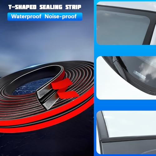 13.12FT Car Weather Stripping, 14mm 19mm Rubber T Shape Soundproof Adhesive Vehicle Front & Rear Windshield Seal Strip, Auto Sealing Weatherstrip Trim, Universal for SUV Sedan Truck - size: 4M/19MM+14MM