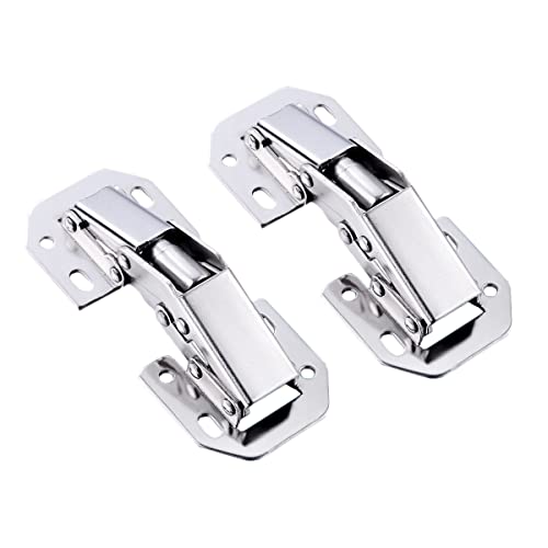 Qrity 2X Pack of Kitchen Cabinet Door Hinges Concealed Cupboard Door Hinges - No Slot Required - Easy to Install - color: Light duty hinges, size: 2 Units