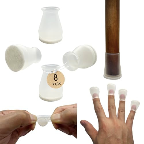 Extra Small Silicone Chair Leg Floor Protectors with Felt, FIT 19/32” to 15/16” Glide Chair Leg Caps Silicon Furniture Leg Feet Cover Bottom Slide Protect Hardwood Floors No Scratches No Noise 8 PCS - color: 8pack-semi-transparent, size: Extra Small Fit: