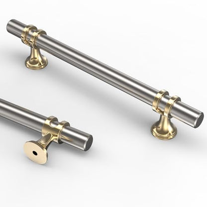 Asidrama 10 Pack 5 Inch(128mm) Gold and Brushed Satin Nickel Kitchen Cabinet Handles, Cabinet Pulls Kitchen Cabinet Hardware Cupboard Handles Drawer Pulls - color: Gold and Brushed Satin Nickel, size: 5" Hole Center, style: 10 Pack