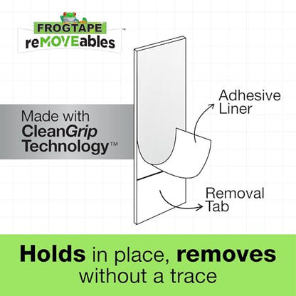 FrogTape reMOVEables Medium Picture Hanging Strips, 72 Pairs- 12lbs per 4 Pairs, Damage-Free Removeable Adhesive Wall Strips Picture Hangers for Mounting Frames, Canvas, Home Décor White (144 Pieces) - size: 72 Pairs, style: Medium
