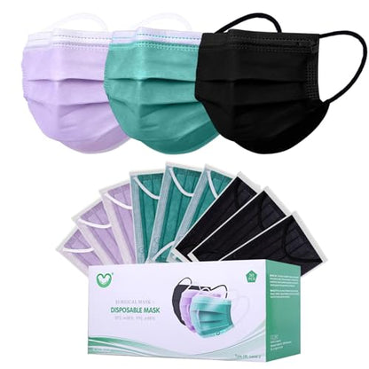 Disposable Face Mask 4-Ply for Adult, Soft Face Masks, Breathable Safety Mask… - color: Multicolor1