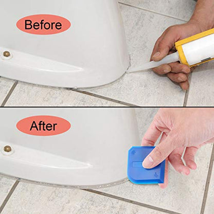 Outus 2 Pieces Caulking Tool Set Silicone Sealant Grout Tool for Kitchen Bathroom Floor Sealant Sealing(Blue) - color: Blue