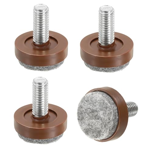 uxcell 4 Pcs Adjustable Furniture Leg Levelers, M6 x 1" x 0.8" Threaded Screw-in Leveling Feet Pad Floor Protector for Tables Cabinets Chairs Sofa Outdoor Furniture Feet, Brown - size: M6 x 1" x 0.8"