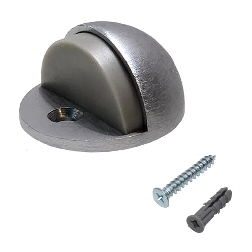 Commercial Residential Dome Floor Stop Door Stop, Metal Alloy, Floor Mount Door Stopper, Door and Wall Protection, Satin Chrome & Matt Black Finishes (Chrome, Low) - size: Low