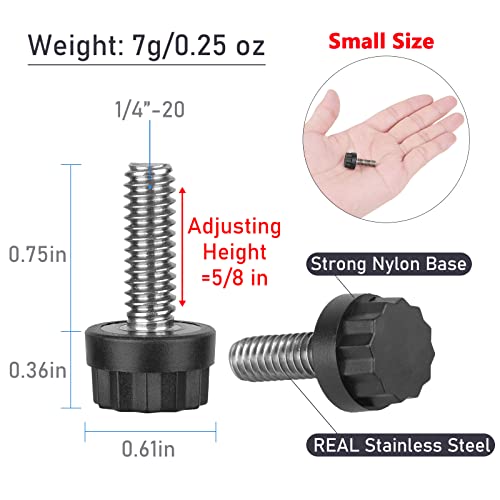 Sanchamy Adjustable Furniture Levelers Screw Stainless Steel Leveling Feet 1/4" Threaded Screw Table Levelers Chair Levelers Feet for Table Chair Cabinet Furniture Legs-24 Packs Small - color: 24 Packs