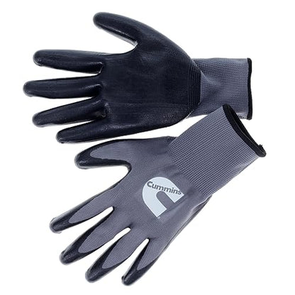 Cummins Gray Nitrile Dipped Palm Gloves CMN35153 - Nonslip Coated Work Gloves Gardening PPE All-Purpose Grip Hi Flex - Large