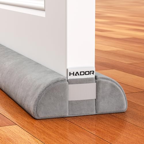 HADOR Door Draft Stopper for Bottom of Door, 32 Inch Under Draft Air Noise Light Blocker 26"- 32" Double Side Triangle Soundproof Sweep Filler Seal Gap up to 1.7" for Patio Sliding Door Guard, Grey - color: Gray, size: 1 Pack-32 Inch