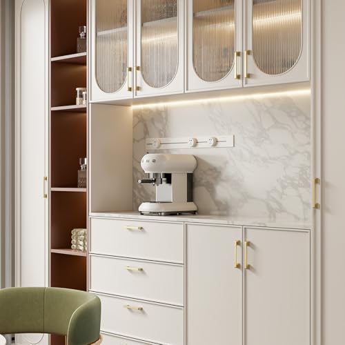 Rergy 10 Pack Golden Cabinet Handles Brushed Brass Cabinet Pulls - 4inch Kitchen Drawer Pulls Modern Dresser Drawer Hardware Zinc Alloy Pulls for Kitchen, Livingroom, Bathroom - color: Brushed Gold, size: 4"/102MM Hole Center
