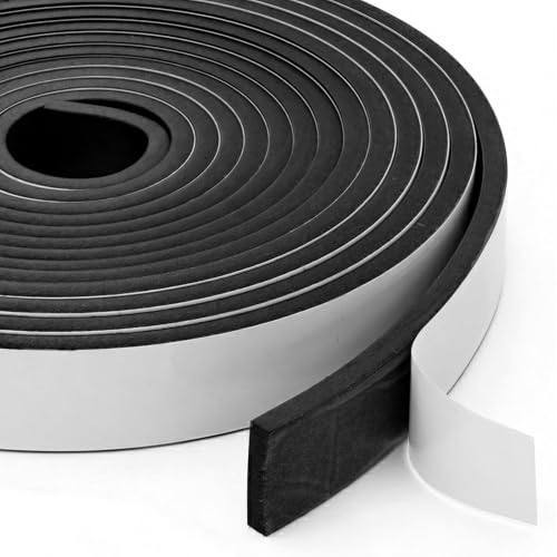 Grevosea High Density EVA Foam Tape Single Sided Window Sealing Tape Weather Stripping Closed Cell Foam Strips with Adhesive for Insulating Door Frame and Window (1/2In x 1/4In x 16.5Ft)