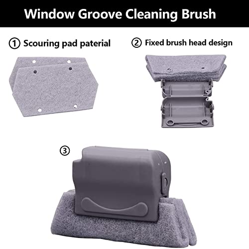 Magic Window Track Cleaner Tool Set - 3 Groove Gap Cleaning Brush + 2 Window Slot Clean Brush with Dustpan + 3 Replacement Cloth