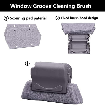 Magic Window Track Cleaner Tool Set - 3 Groove Gap Cleaning Brush + 2 Window Slot Clean Brush with Dustpan + 3 Replacement Cloth