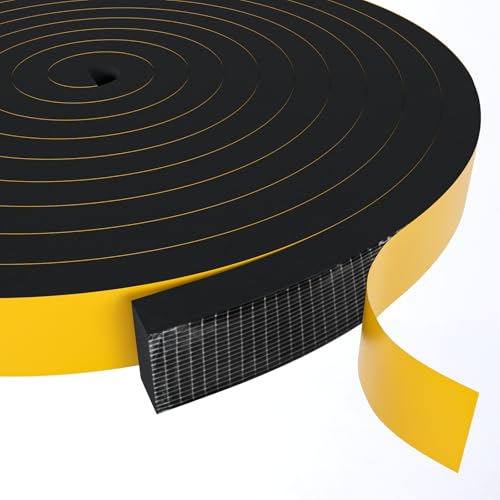 Weather Stripping Door Seal Strip,Black Weatherproof Foam Tape Insulation for Sliding Door, Front Door Frame, Windows (1 in x 1/2 in x 16.4Ft) - color: Black, size: 1Inx1/2Inx16.4Ft