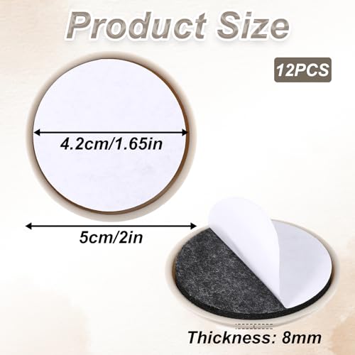 12PCS 2 Inches Self-Stick Furniture Glides, Furniture Sliders, Heavy Duty Moving Pads for Carpet and Hardwood Floors(Beige)