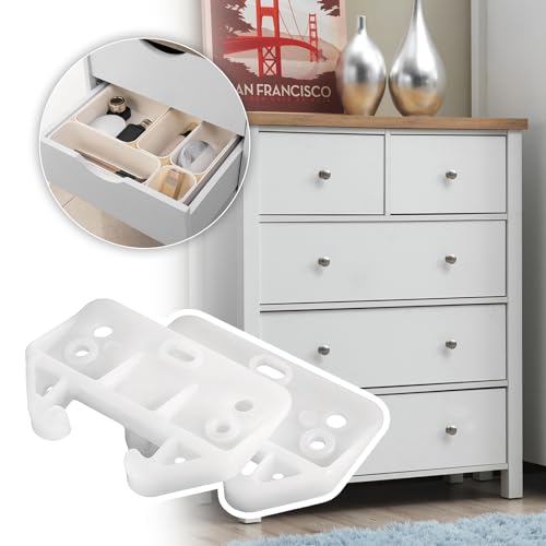6PCS Plastic Drawer Guides White Drawer Rail Brackets White Drawers Track Guides Drawers Replacement Furniture Parts for Dresser Cabinet Closet
