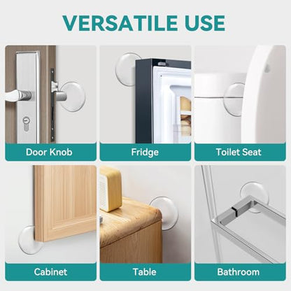 Door Stoppers for Wall, Etybetopstar 6Pack 2" Rubber Door Knob Wall Protectors, Strong Self-Adhesive Door Bumpers for Wall, Quiet & Shock-Absorbing Door Handle Stopper, Clear