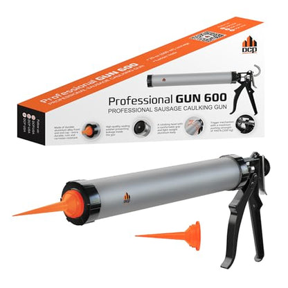 DCP Professional Gun 600 Sausage Caulk Gun 20 oz. - Manual Polyurethane & Silicone Gun for Sausage Sealants - 18:1 Thrust Ratio Application Tool with Comfortable Grip