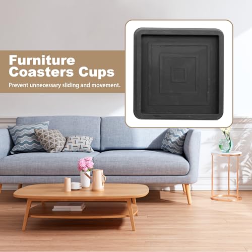 Anxingo 8Pcs 2.5Inch Non-Slip Bed Leg Pads, Rubber Furniture Pad Protector, Furniture Coasters Cups for Hardwood Floors (Black)