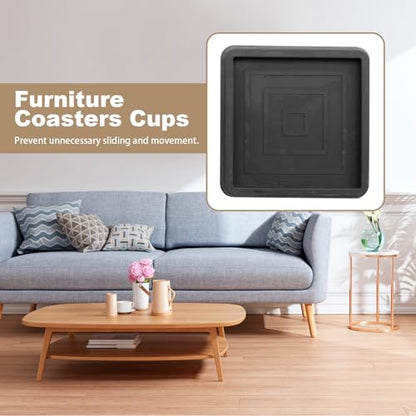 Anxingo 8Pcs 2.5Inch Non-Slip Bed Leg Pads, Rubber Furniture Pad Protector, Furniture Coasters Cups for Hardwood Floors (Black)