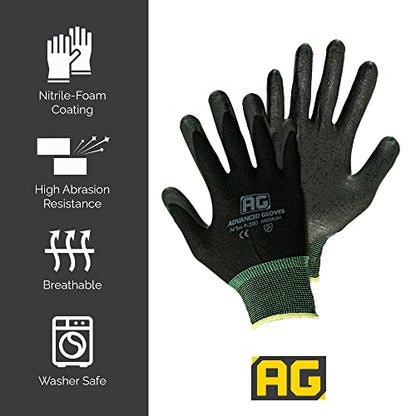 – NiTex P-200 Nylon Nitrile Gloves, Breathable Nitrile Foam Coated Utility Gloves for Insulated Grip, Black, 6-Pair, Medium - color: Black, size: 6 Pairs (Medium)