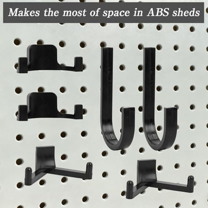9 Pcs ABS Storage Shed Tool Hooks, J, U and V Shape Items Hangers, Storage Shed Shelves Tool Organizing Accessories for Ladders, Bulk Items