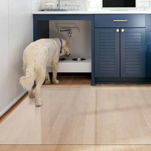 Crystal Clear Floor Mat 4×6ft, Upgraded Easy Flat Waterproof Vinyl Rug Cover, Stain-Resistant Plastic Area Rug Floor Protector for Kitchen, Dining Room, Indoor, Outdoor Mat - color: Transparent (Upgraded ), size: 4'×6'（48x72 inch) (Rectangular)