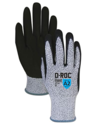 MAGID D-ROC ANSI A2 Sandy Nitrile Coated 13-Gauge Hyperon Work Gloves, 1 Pair, Size 10/XL, GPD700 - size: 7/S, style: 24 Pair