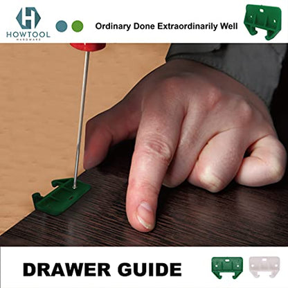 Drawer Track Guides Fixed L-Angle Drawer Glide Set with Screws, 8 Pack White Replacement Drawer Guides for Side-Mount Rails | HOWTOOL