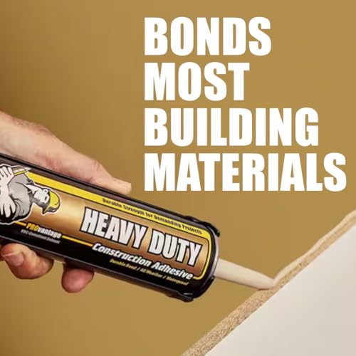 Titebond PROvantage Heavy Duty Construction Adhesive 10 Oz. (12 Pack) – Bonds Wood, Metal, Concrete, Brick, Tile, & More, VOC-Compliant, Waterproof, Extreme Temperature – 5251