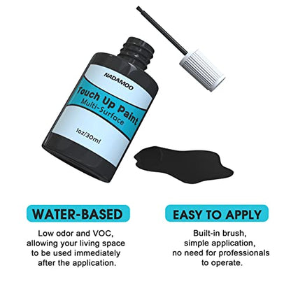 NADAMOO Black Multi Surface Touch Up Paint, Interior and Exterior House Appliance Paint for Cabinet, Wall, Door, Furniture, Windows, Shutter and Trim