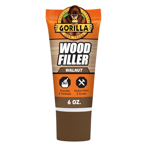 Gorilla All Purpose Wood Filler, Walnut Color, 6 Ounce Tube (Pack of 1) - Water Resistant for Indoor or Outdoor Projects and Repairs - color: Walnut, size: 1 - Pack