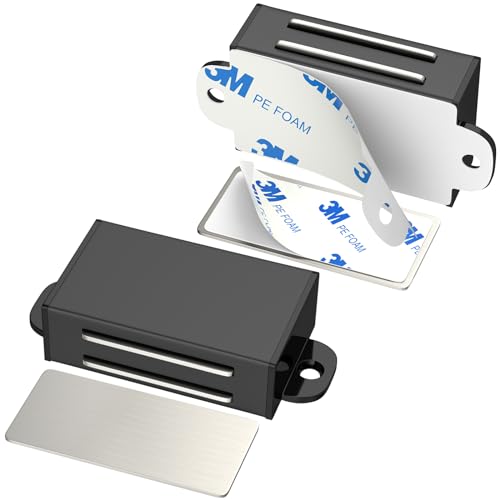 Jiayi 2 Pack Black Magnetic Door Catch 17lb Stainless Steel Self Adhesive Cabinet Magnets for Kitchen Cupboard Drawer Closet Door Latch Closure - color: Black, size: 2 Pack