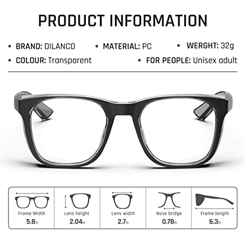 DILANCO Clear Safety Glasses Goggles With Side Shields for Women Men,Fog & Scratch-Resistant Complete UV Protection Eyewear - color: Black&grey