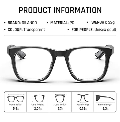 DILANCO Clear Safety Glasses Goggles With Side Shields for Women Men,Fog & Scratch-Resistant Complete UV Protection Eyewear - color: Black&grey