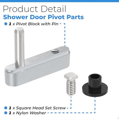 PalpitateC Shower Door Pivot Block with 3/4" Pin fit for Framed Swing Shower Doors, Framed Swing Shower Door Replacement Pivot Bracket - size: #SDPB34