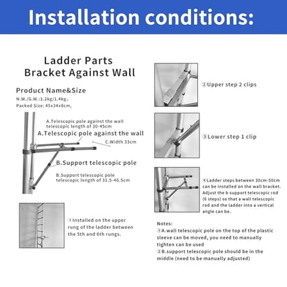 JADDUO Telescoping Ladder Stabilizers A-015, 17.72 x 13 Inch - size: Ladder Stabilizers