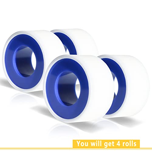 VOTMELL 4 Rolls 3/4 Inch(W) X 520 Inches(L) Teflon Tape for Plumbers, PTFE Thread Seal, Pipe Sealing, Shower Head - White