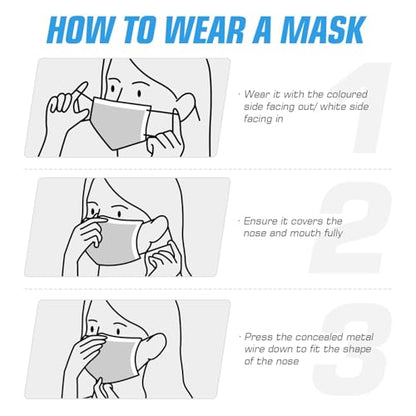 50 PCS Black Disposable Face Masks 3-Ply Filter Earloop Mouth Cover, Face Mask - size: 50 Count (Pack of 1)