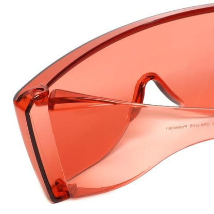 Calabria 3000 Fitover Safety Glasses with Uni-Lens – [Pink Fl-41] Wrap Around Eye Protection | Anti-Fog Scratch Resistant | Protective Eyewear - color: Pink Fl-41